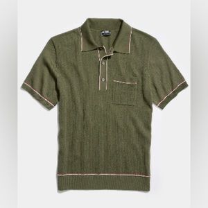 Todd Snyder ITALIAN COTTON SILK TIPPED RIVIERA SWEATER POLO IN OAK MOSS Medium